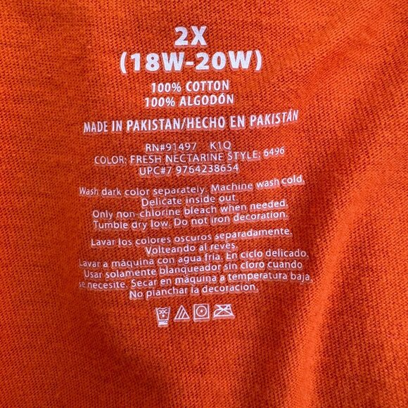 Eat Drink And Be Scary Halloween Orange Cotton Scoop Neck Cap Sleeve Shirt 2X - Picture 2 of 7